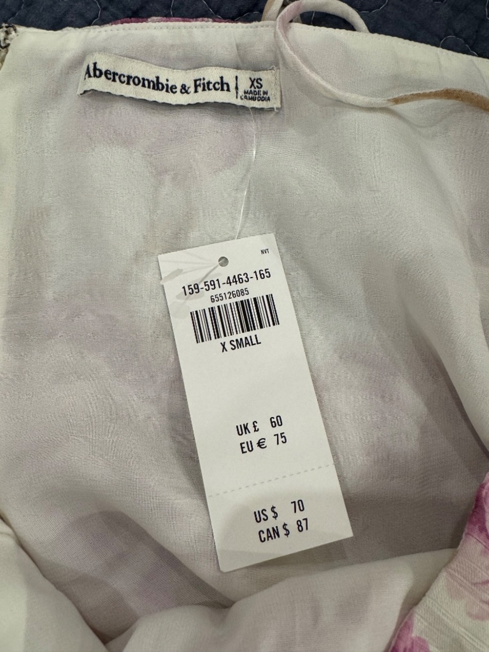 NWT Abercrombie Purple Pink Floral Linen Cami Mini Dress XS - Picture 4 of 6